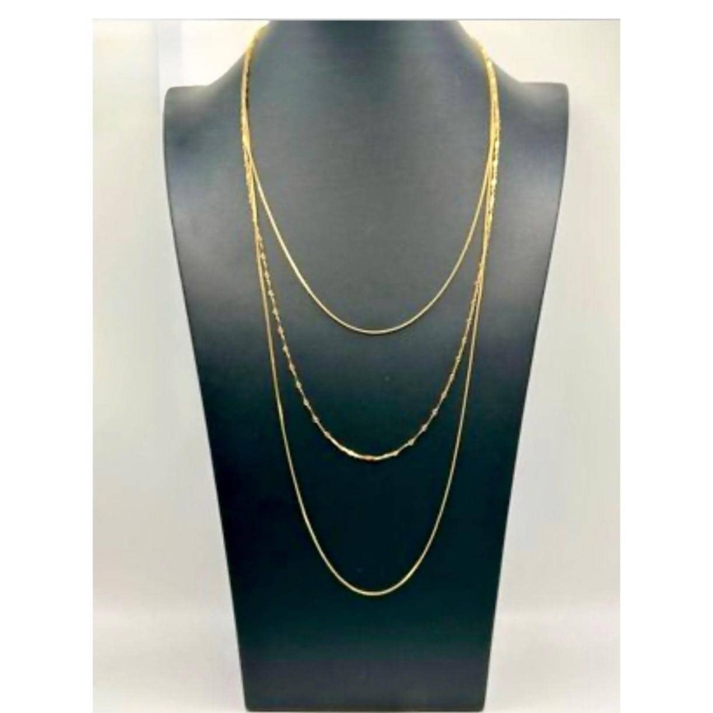 Vintageā Napier Gold Tone Triple Strand Layered Necklace Signed 30" 80s